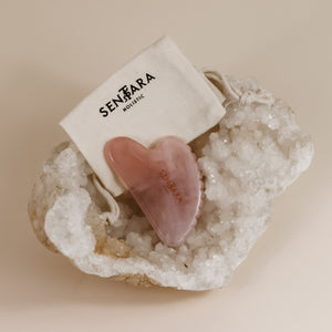 Gua Sha coeur à dents en quartz rose - Sentara